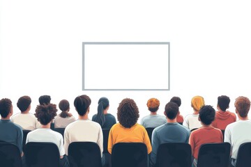 Diverse Group of People Watching Presentation Blank Screen Audience View