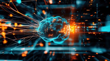 Fototapeta premium Futuristic Digital Representation of AI Brain with Neural Connections