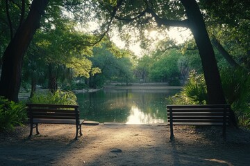 Park Benches by Water