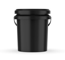Blank plastic bucket for paint. Mockup Template. 3d illustration. © godesignz