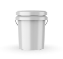 Blank plastic bucket for paint. Mockup Template. 3d illustration.