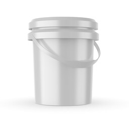 Blank plastic bucket for paint. Mockup Template. 3d illustration.