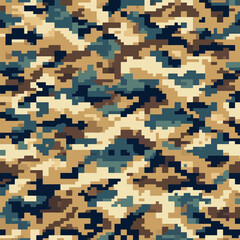 Camo vector background. Pixel classic camouflage pattern.