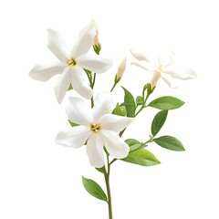 Obraz premium Illustration of white jasmine flowers isolated on white background.