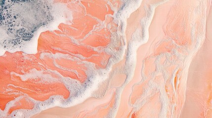 Fototapeta premium Coral Pink Abstract Texture Aerial View of Salt Lake