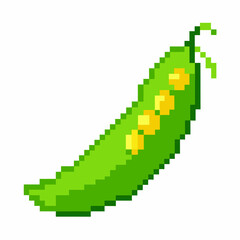 Fototapeta premium Pixel Art Green Pea Pod Illustration in Retro 8 bit Style