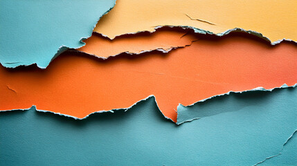 Fototapeta premium of a torn paper texture revealing contrasting colors underneath, creating a bold and artistic effect 