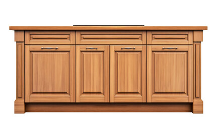 Fototapeta premium Classic wooden kitchen cabinet isolated on transparent background, ideal for interior design projects and visualizations