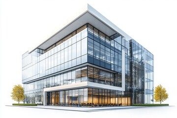 Obraz premium Modern Glass Office Building Exterior Architecture Urban Commercial Real Estate