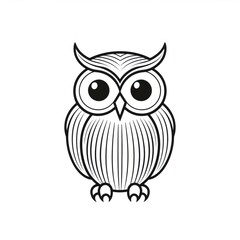 Fototapeta premium Simple owl illustration with lines and big eyes, symbolizing intelligence and learning