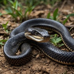 A king cobra snake in striking pose, high detail, transparent background.