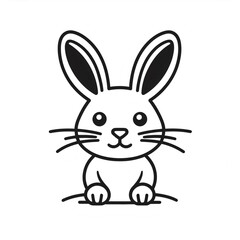 Fototapeta premium Adorable bunny illustration in simple black and white style