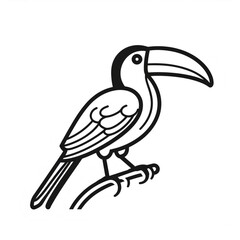 Fototapeta premium Minimalist line drawing of a toucan perched on a branch