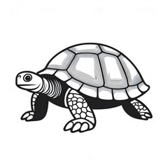 Detailed tortoise drawing in monochrome showcasing geometric patterns