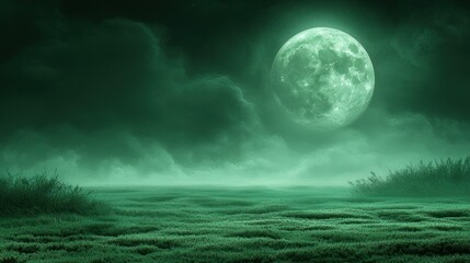 Enigmatic Green Moonlit Meadow