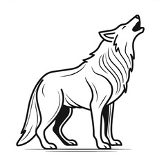 Obraz premium Minimalist line art depicting a howling wolf in side profile