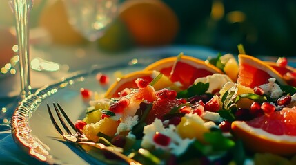 Radiant Fruit Salad with Pomegranate and Goat Cheese
