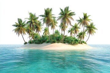Fototapeta premium Idyllic Tropical Island Paradise Lush Palm Trees on a Pristine Sandy Beach