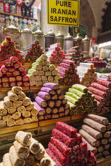 Rolled Turkish delights on sale at Istanbul's Grand Bazaar