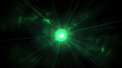 Fototapeta premium Mystical Green Energy Burst Against Dark Background