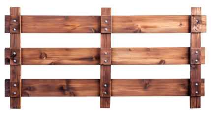Wooden fence with weathered planks, casting rustic texture against clean white backdrop