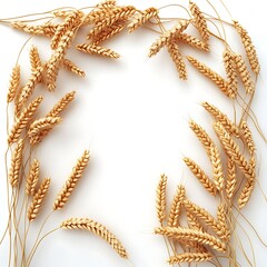 Wheat Ears Frame on White Background