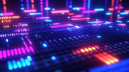 Fototapeta premium Neon Audio Mixer Control Surface