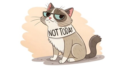 Obraz premium Sassy cat with not today text sarcastic fun