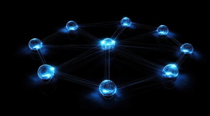 Glowing orbs connected in a network structure.