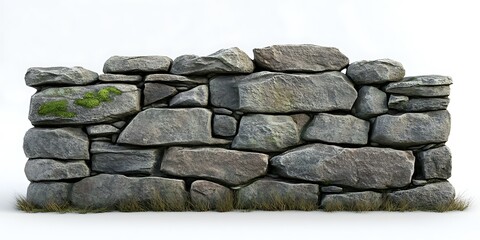 Aged stone wall, grass, background