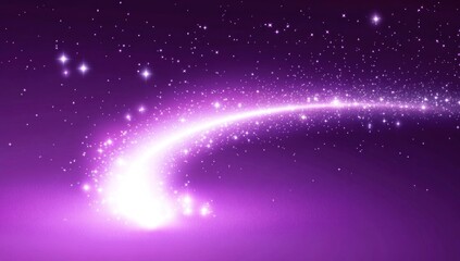 Obraz premium Glowing purple comet trail with sparkling stars.