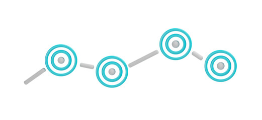 3d render data visualization data. Three-dimensional vector graph analytics. Abstract progress chart. Target circulation technology. Statistic infographic of planning, success, business strategy