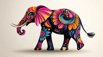 Fototapeta premium Colorful ornate elephant design.