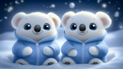 Obraz premium Cute Koala Illustration Winter Outfit