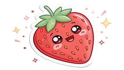 Obraz premium Happy chubby strawberry with blushing cheeks t