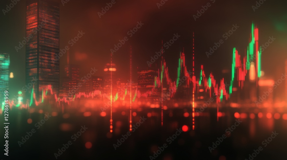 Leinwandbilder an image of a stock chart with a red and green color scheme indicating market fluctuations, with a b