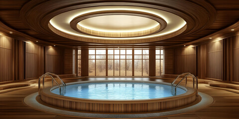 Obraz premium Indoor Pool 3D Render: Relaxing Spa Design