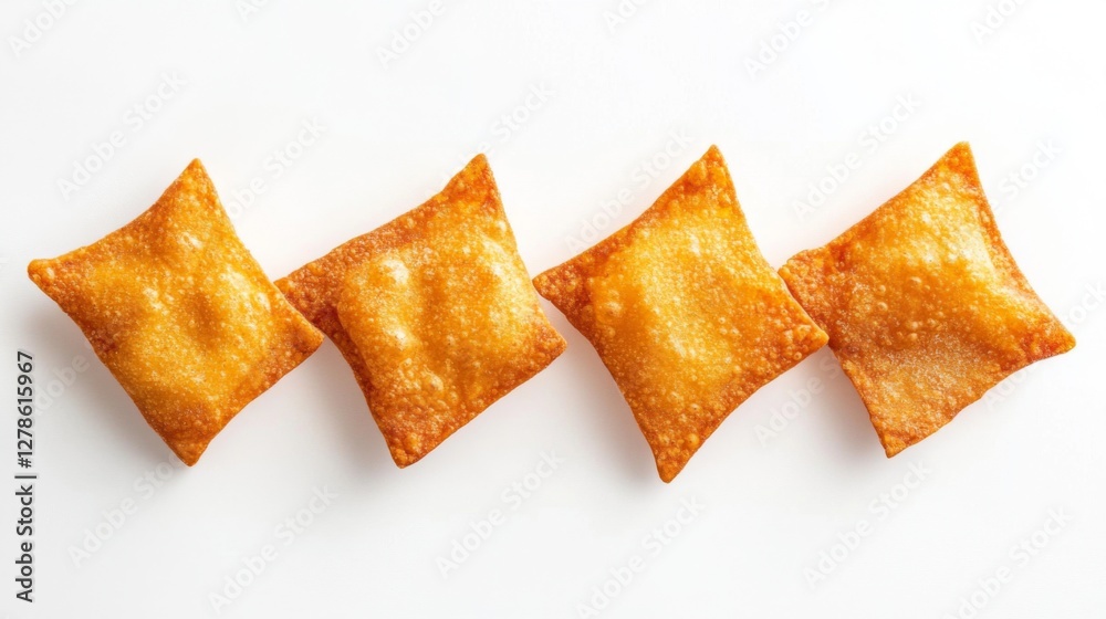 Poster An overhead view of a few  arranged in a neat row on a white background, emphasizing the simplicity and appeal of the classic snack.