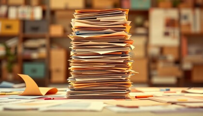 Document Management Strategies for Efficient Workflow Office Space Informational Guide Cluttered Environment Top-Down View Organization Techniques