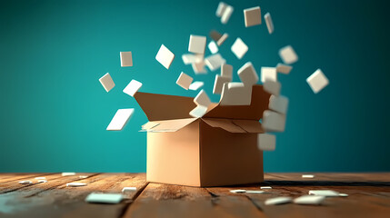 Cardboard Box Explodes on Wooden Table