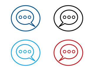 Chat bubble set outline vector isolated on white background. Chat icon. Line chat icons for flat design. Talk baloon icons. Chat speech bubble. Eps 10.