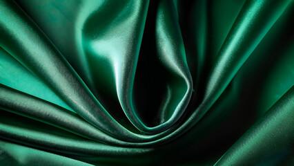 Fototapeta premium Luxurious emerald green satin fabric
