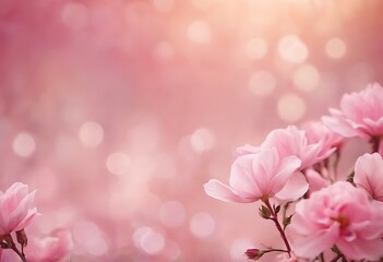 Pink cherry blossoms in full bloom framed beautifully against a bright pink bokeh background creating a stunning panoramic view with space for text,aesthetic, bokeh, 789