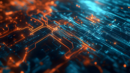 visual of abstract circuitry merging with wireless communication waves in a futuristic design 