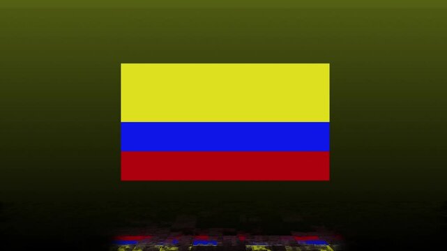 Awesome Colombian Flag Glitch Animation. Columbia Glitch Flag Animation Art. Colombian background