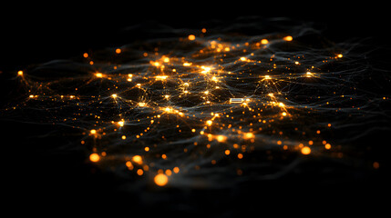 image of a wireless network visualized as a glowing web of interconnected points 
