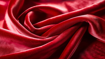 Obraz premium Red velvet fabric with rich texture and depth of color 