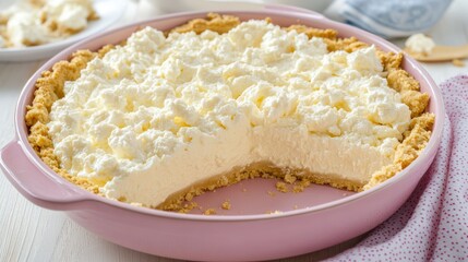 A Delectable Creamy Dessert: A Slice of Homemade Whipped Cream Pie