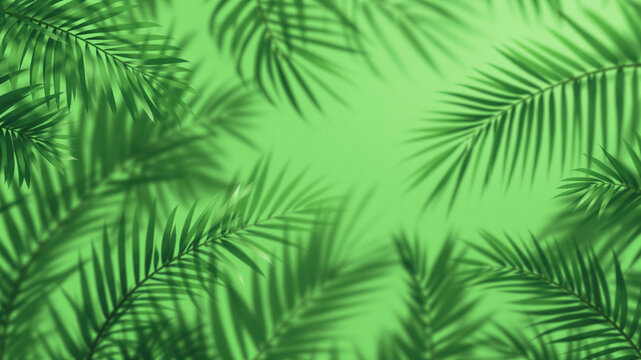 Abstract Green Design Highlighting Palm Leaf Silhouettes