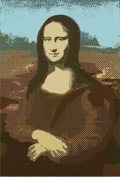 Mona lisa lady art portrait painting vectorised pop art dots style low deatil cool vector illustration